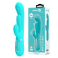 Party Up ANDY Multi Function Vibrator - Teal - Teal 22.2 cm USB Rechargeable Rabbit Vibrator with Flicking and Thumping Tip