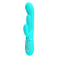 Party Up ANDY Multi Function Vibrator - Teal - Teal 22.2 cm USB Rechargeable Rabbit Vibrator with Flicking and Thumping Tip