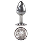 Adam & Eve Clear Gem Anal Plug - Medium - Metallic 8.2 cm Medium Butt Plug with Clear Gem Base