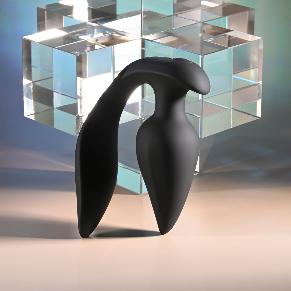 Evolved THE GENIE - Black 11.2 cm USB Rechargeable Vibrating Plug with Wireless Remote