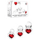 Adam & Eve RED HEART GEM GLASS PLUG SET - Clear Glass Butt Plugs - Set of 3 Sizes