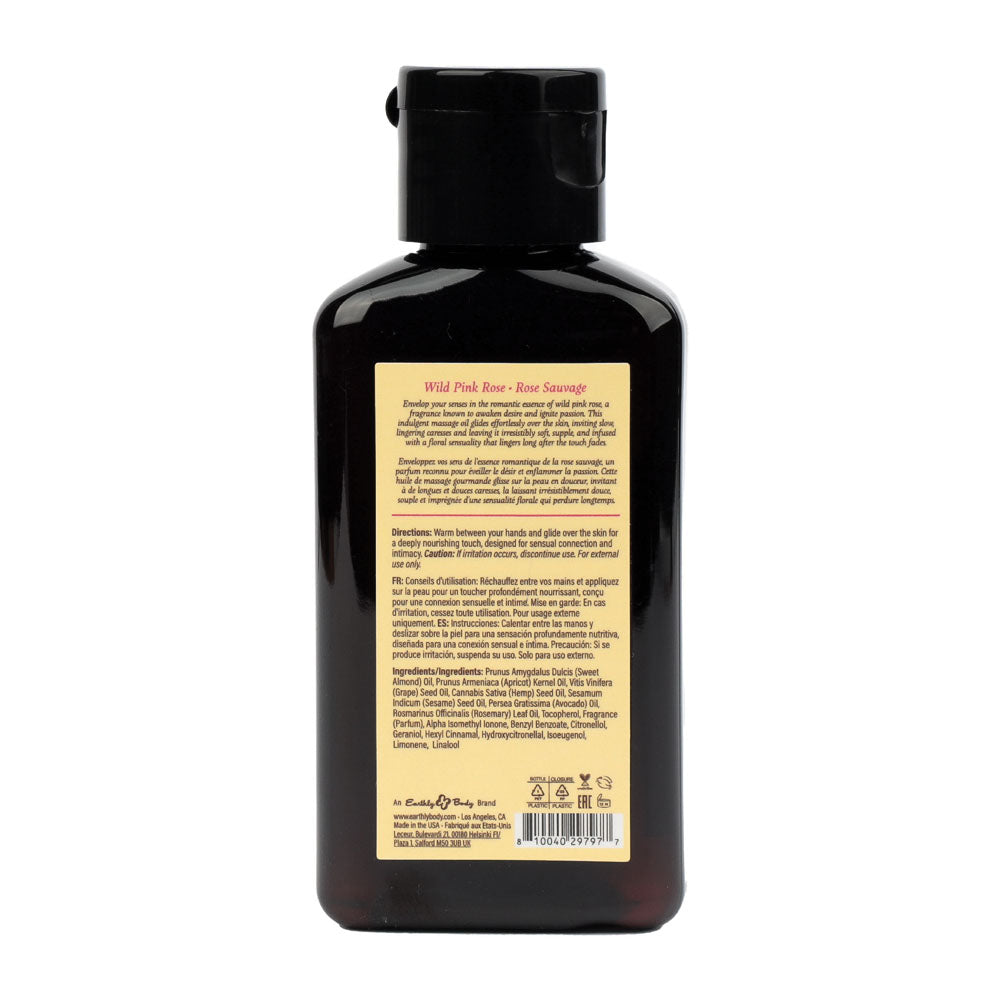 EB Hemp Seed Massage Oil WILD PINK ROSE - 60 ml - Wild Pink Rose Scented Massage Oil - 60 ml Bottle
