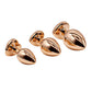 Adam & Eve ROSE GOLD HEART GEM ANAL TRAINING SET - Rose Gold Metal Anal Plugs with Pink Gem Bases - Set of 3 Sizes