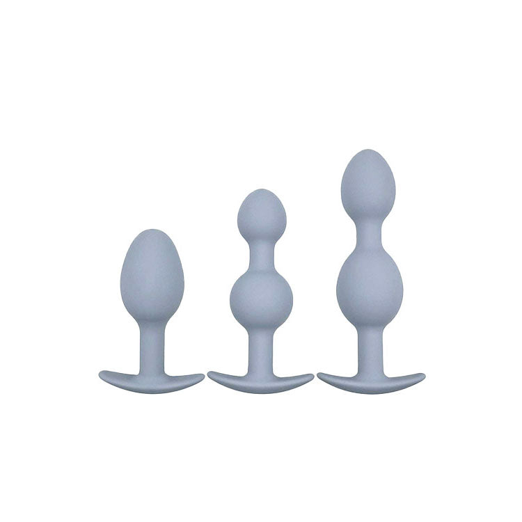 Adam & Eve VIBRA-BALL TRIO - Grey Weighted Anal Training Set - Set of 3 Plugs