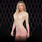 LAPDANCE Pink Dusk Long Sleeve Mini Dress - Cream/Pink - One Size