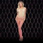 LAPDANCE Pink Mirage Suspender Bodystocking - Cream/Pink - One Size