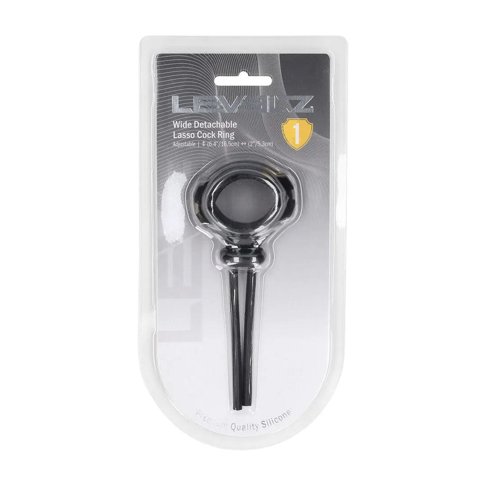 LEVELZ Wide Detachable Lasso Cock Ring - Black - Black Adjustable Cock Ring