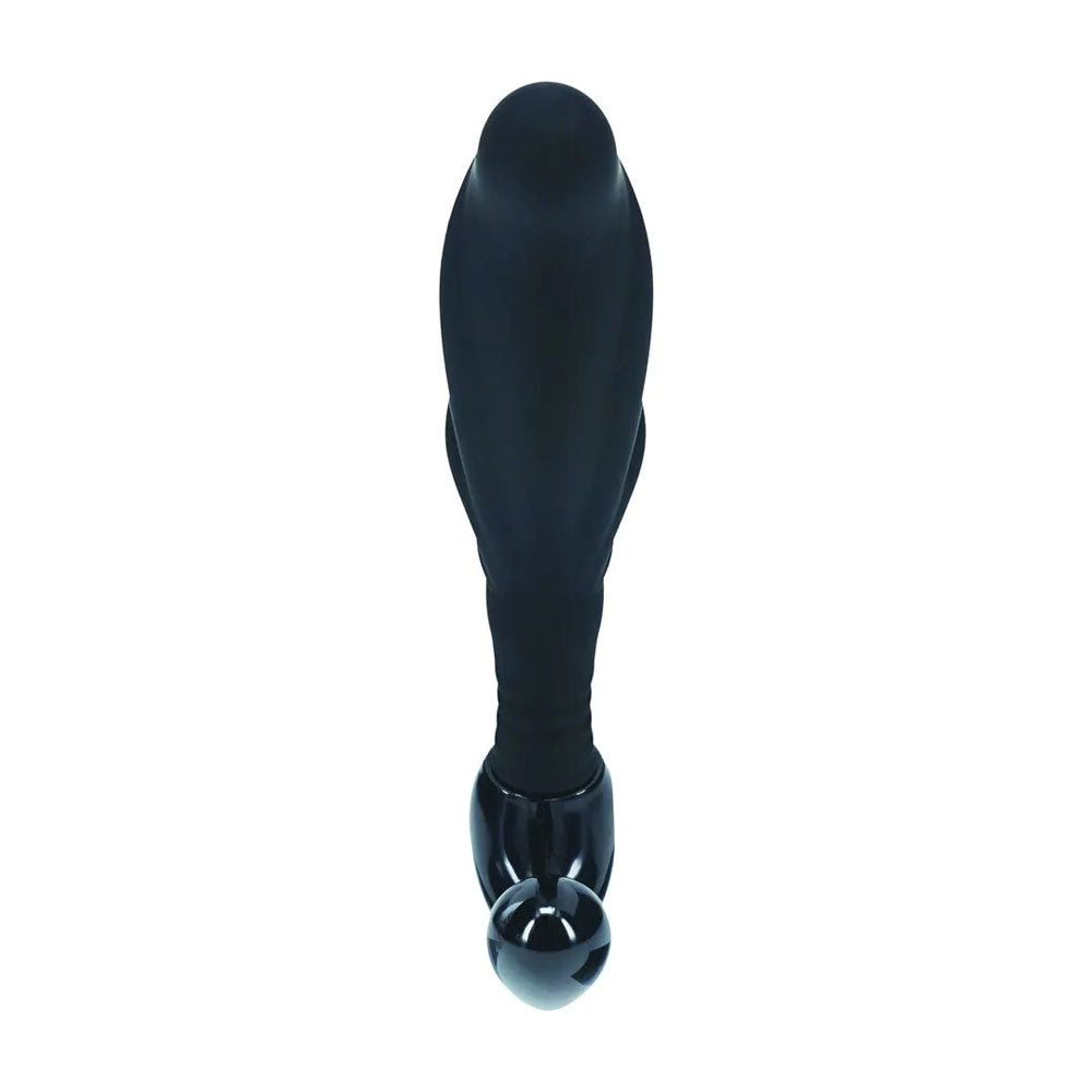 LEVELZ Rippled with Hard Loop Prostate Massager - Medium - Black Medium Prostate Massager