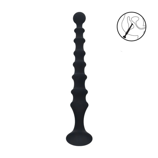 LEVELZ Ribbed Silicone Flared Anal Probe - Black 26.7 cm Anal Beads