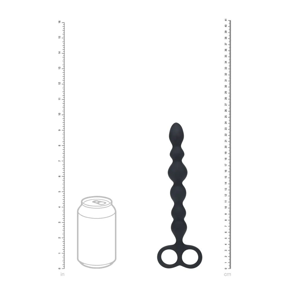 LEVELZ Beaded Silicone Anal Probe with Double Loop - Black 24.5 cm Anal Beads