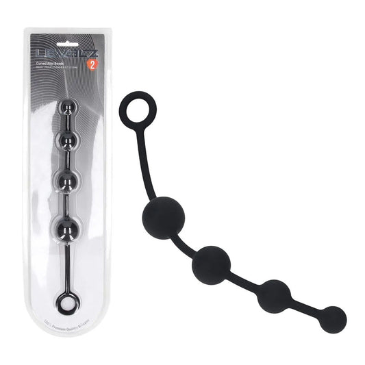 LEVELZ Curved Silicone Anal Beads - Black - Black 29.5 cm Anal Beads