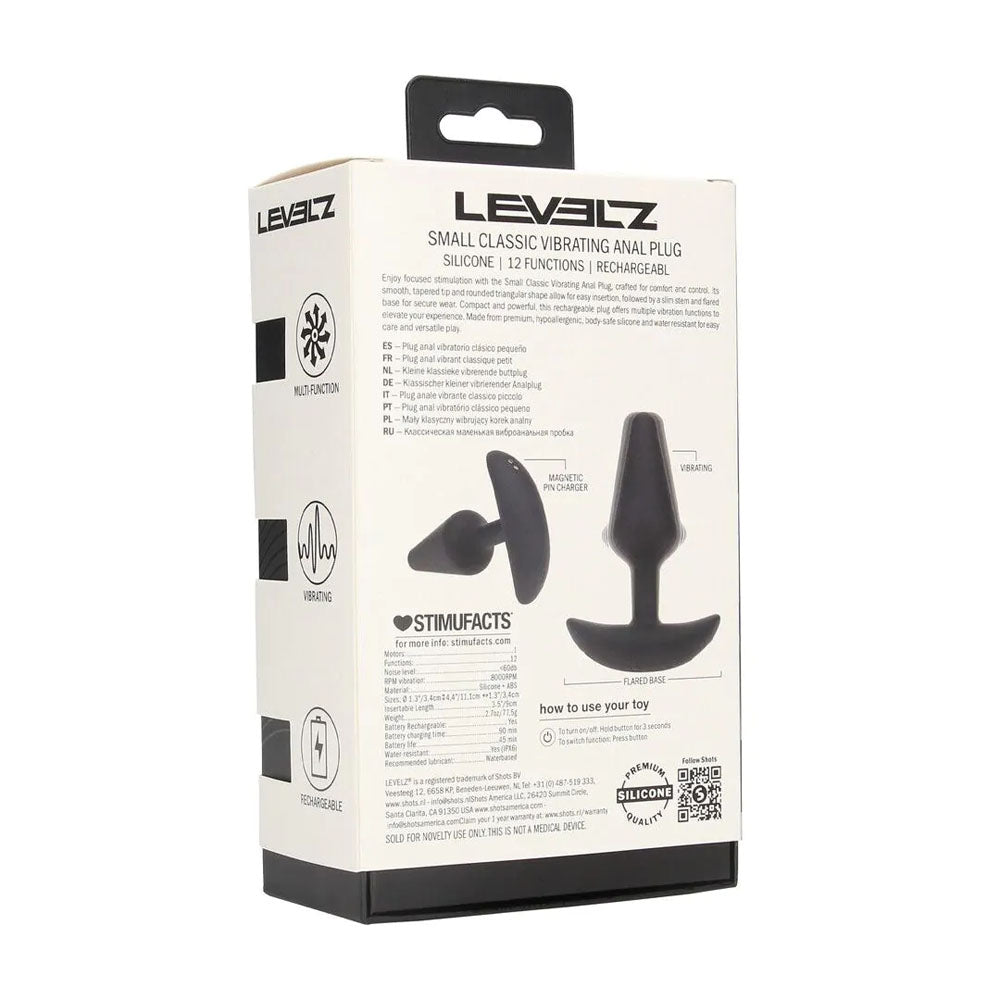 LEVELZ Classic Vibrating Silicone Anal Plug - Small - Black Small USB Rechargeable Butt Plug