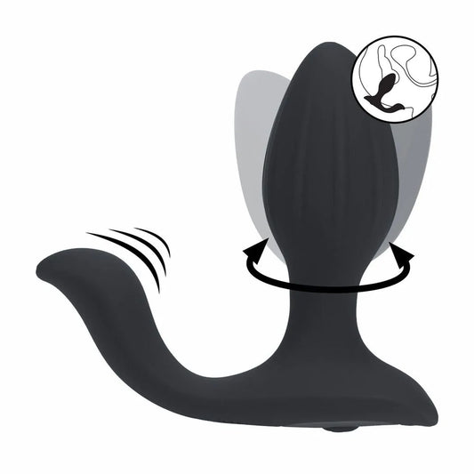 LEVELZ Vibrating & Rotating Anal Plug with Ball Stimulator - Black 10.7 cm USB Rechargeable Vibrating Butt Plug