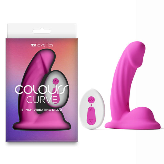 Colours Curve - Vibrating 5'' Dildo - Pink - Pink 12.6 cm USB Rechargeable Vibrating Dildo with Wireless Remote