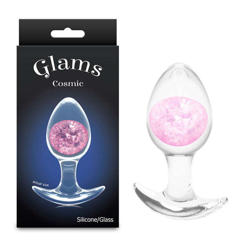 Glams Cosmic - Medium - Pink - Clear/Pink 9.5 cm Small Butt Plug