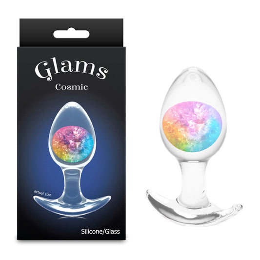Glams Cosmic - Medium - Rainbow - Clear/Rainbow 9.5 cm Small Butt Plug