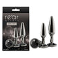 Rear Assets Tapered Trainer Kit - Gunmetal - Gunmetal Grey Metal Butt Plugs - Set of 2 Sizes