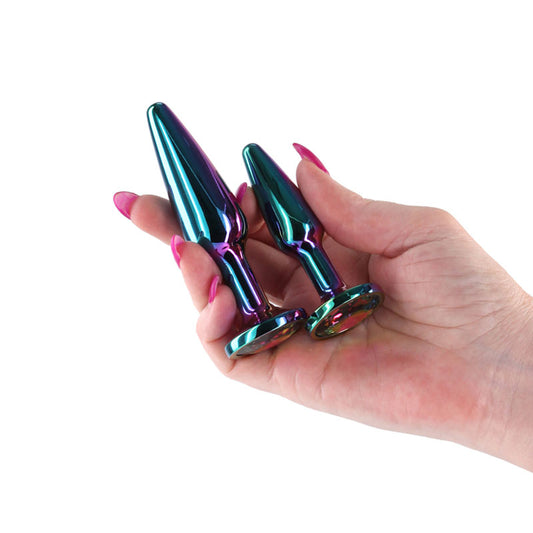 Rear Assets Tapered Trainer Kit - Multicolour - Multicoloured Metal Butt Plugs - Set of 2 Sizes