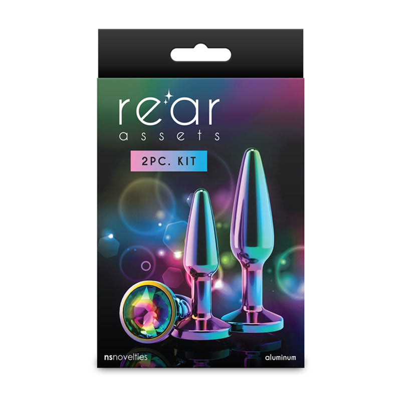 Rear Assets Tapered Trainer Kit - Multicolour - Multicoloured Metal Butt Plugs - Set of 2 Sizes