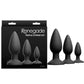 Renegade Triple Strike Kit - Black - Black Butt Plugs - Set of 3 Sizes