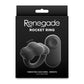 Renegade Rocket Ring - Black - Black USB Rechargeable Vibrating Cock Ring with Wireless Remote