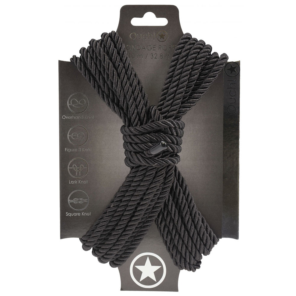 OUCH! Bondage Rope - 10 M - Black - Black Nylon Bondage Rope - 10 metr ...