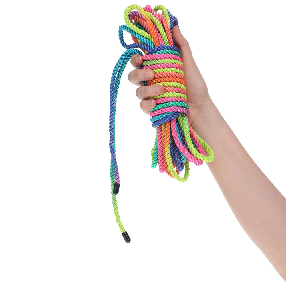 OUCH! Bondage Rope - 10 M - Multicolour 2 - Multicoloured Nylon Bondage Rope - 10 metre Length