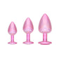 OUCH! Paris Collection - Metal Anal Plug Set - Pink - Metallic Pink Butt Plugs with Gem Bases - Set of 3 Sizes