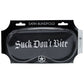 OUCH! Satin Mask - Suck Don't Bite - Black Printed Eye Mask