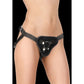 OUCH! Velvet & Velcro Adjustable Harness with O-Ring - Black Strap-On Harness (No Probe Included)