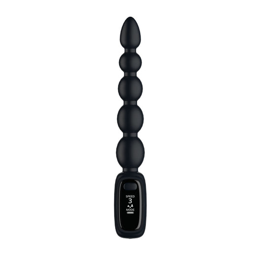 Passion Play Vibrating Anal Beads with LED Screen - Black 23 cm USB Rechargeable Vibrating Anal Beads
