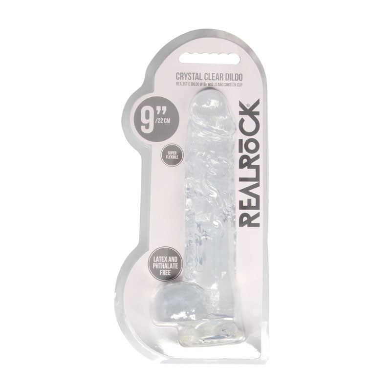 RealRock 9'' Realistic Dildo With Balls - Clear 22.9 cm Dong
