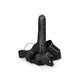 REALROCK Vibrating Hollow Strapon + Balls - 23cm Black - Black 23 cm Vibrating Hollow Strap-On