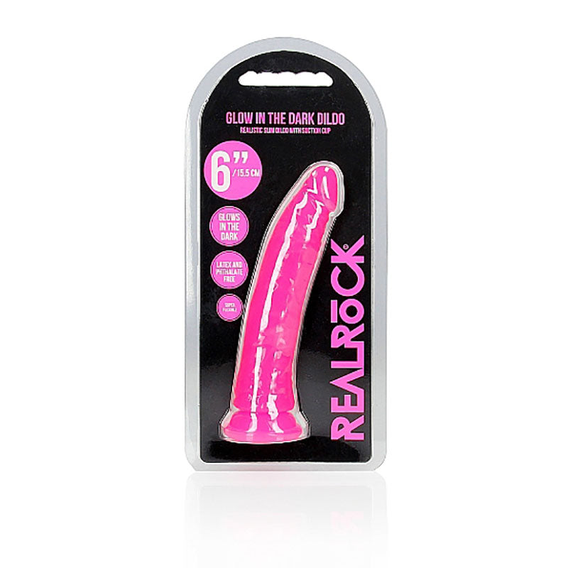 REALROCK 15.5 cm Slim Glow in the Dark Neon - Pink - Glow in Dark Pink 15.5 cm (6'') Dong