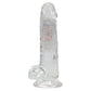 REALROCK 6'' with Balls Wireless Rechargeable LED Vibrating Dong - Clear with LED 16.2 cm USB Rechargeable Vibrating Dong with Remote