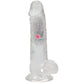 REALROCK 7'' with Balls Wireless Rechargeable LED Vibrating Dong - Clear with LED 19.5 cm USB Rechargeable Vibrating Dong with Remote