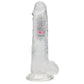 REALROCK 8'' with Balls Wireless Rechargeable LED Vibrating Dong - Clear with LED 22.5 cm USB Rechargeable Vibrating Dong with Remote