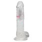 REALROCK 8'' with Balls Wireless Rechargeable LED Vibrating Dong - Clear with LED 22.5 cm USB Rechargeable Vibrating Dong with Remote