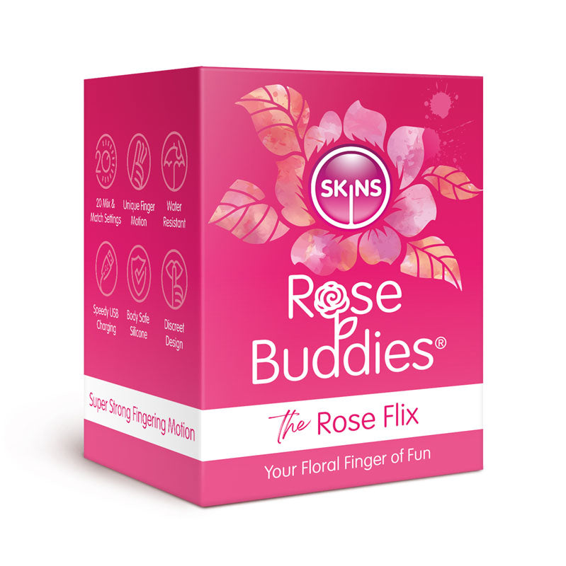 Skins Rose Buddies - The Rose Flix - Pink USB Rechargeable Flicking Rose Stimulator