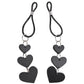 Sex & Mischief Heart Nipple Ties - Black Nipple Restraints - Set of 2