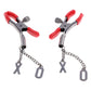 S&M Exs & Ohs Nipple Clamps - Red Tipped Metal Nipple Clamps - Set of 2