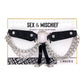 Sex & Mischief Chain Lace Garters - Black/Metal Garters