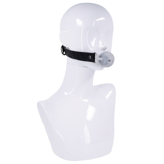 Sex & Mischief Lace Silicone Breathable Ball Gag - Black/Grey Mouth Restraint