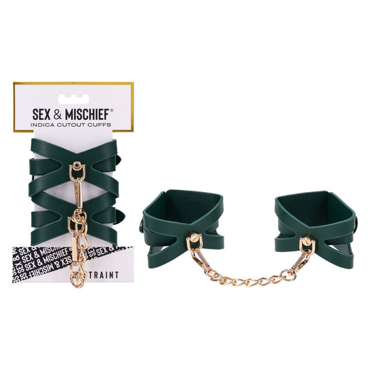 Sex & Mischief Indica Cutout Cuffs - Green/Gold Restraints