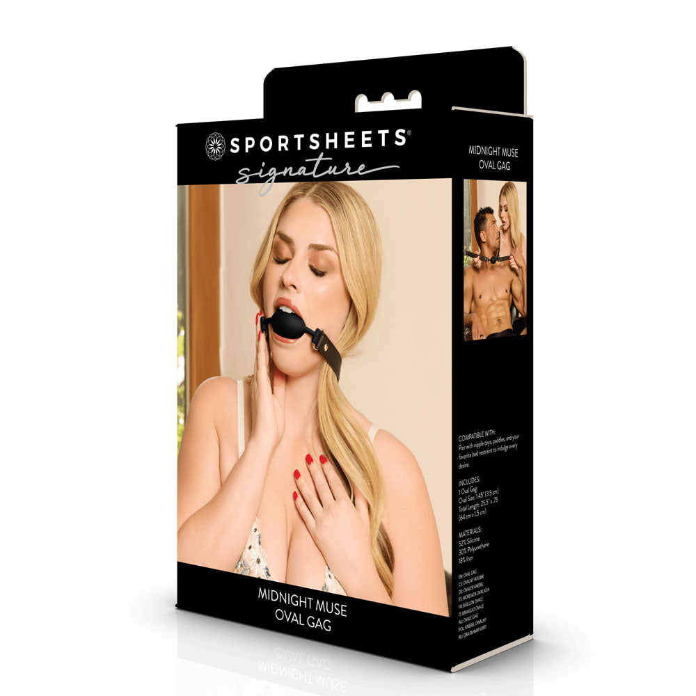 SPORTSHEETS Signature Midnight Muse Oval Gag - Black Mouth Restraint