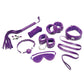 WhipSmart Fuzzy Everything You Need Bondage Kit - Purple Bondage Kit - 12 Piece Set